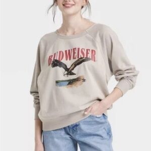 Budweiser Tan Women's Crew Neck Sweatshirt xl NEW